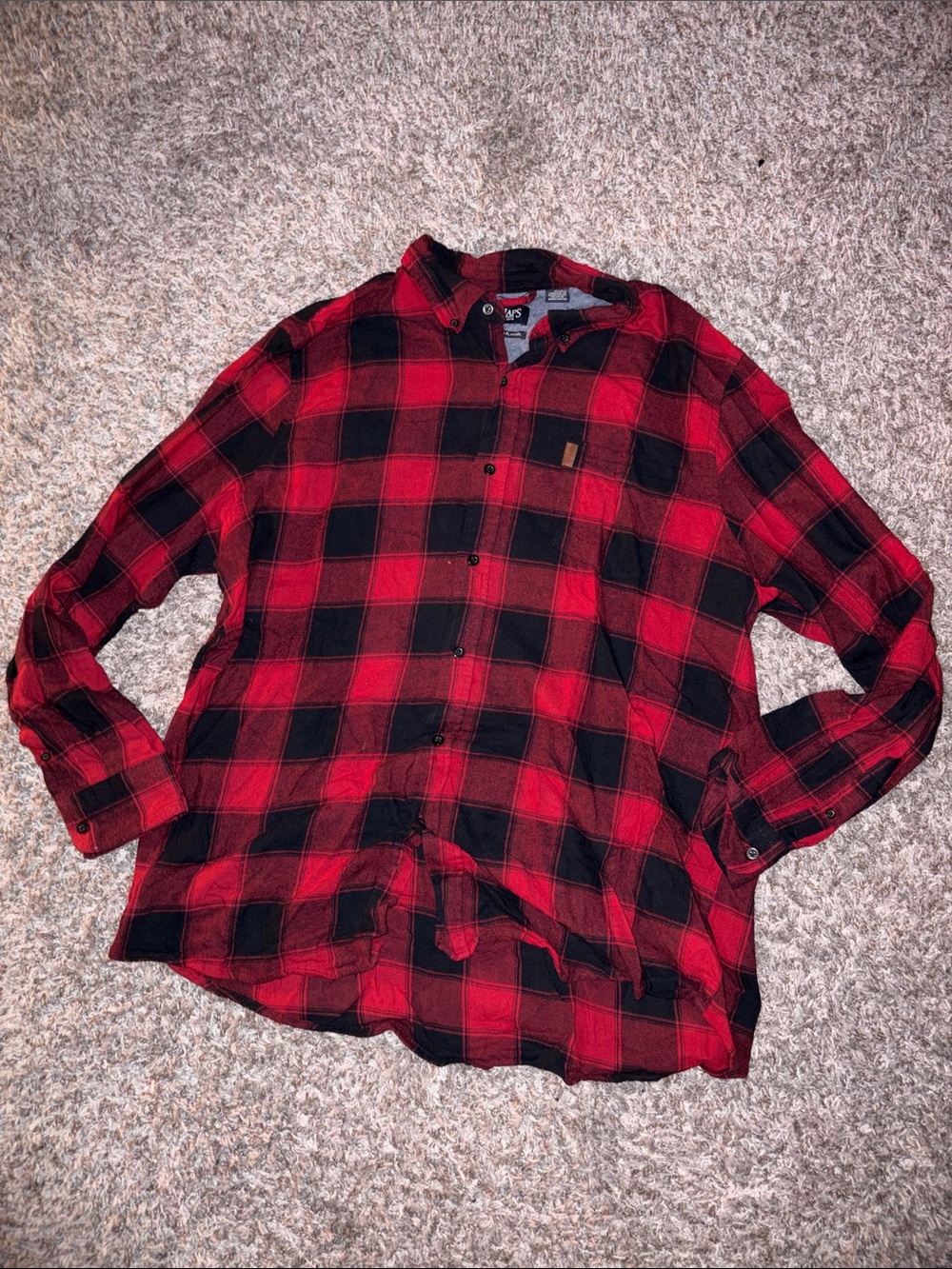 Chaps Red and Black Plaid Button-Down Shirt